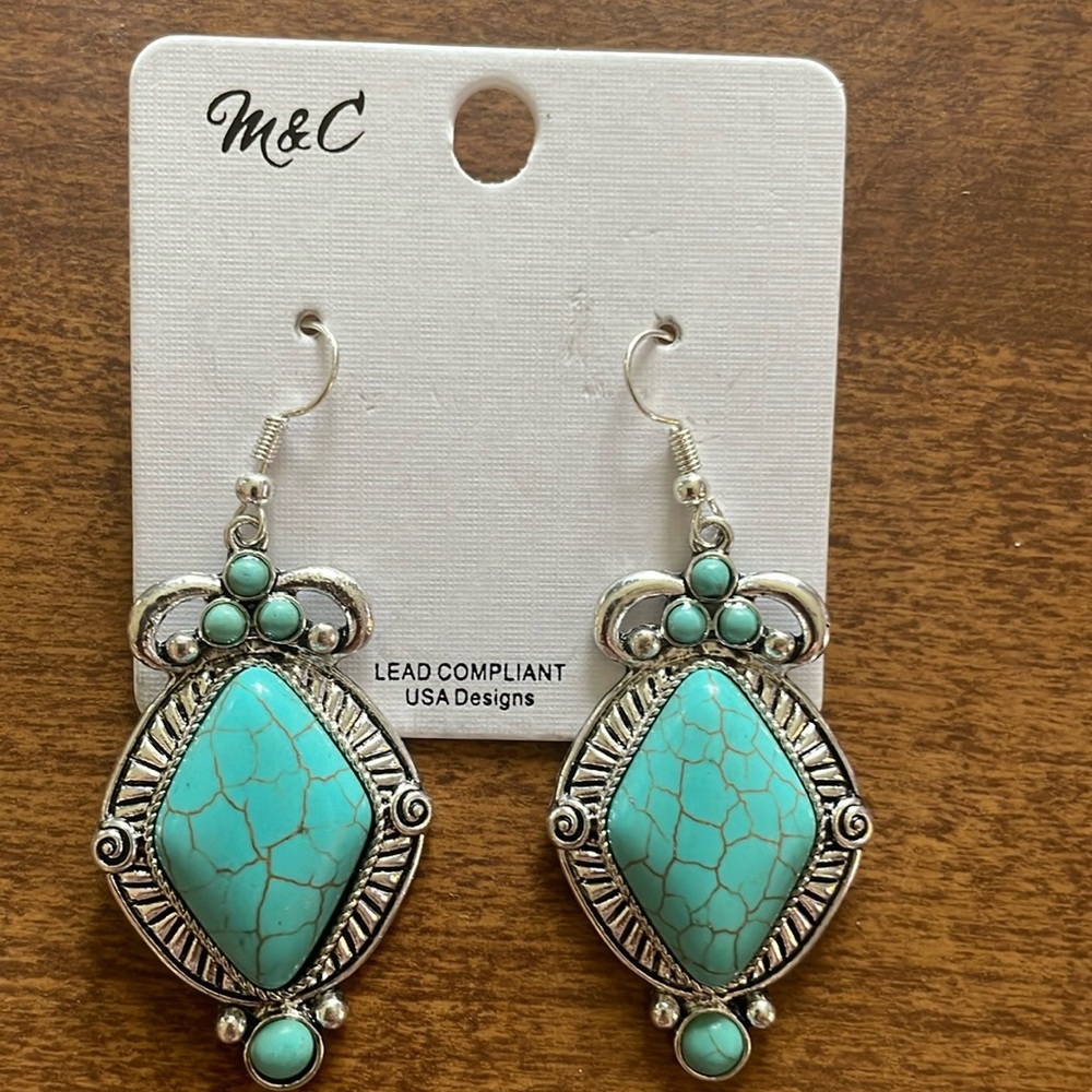 - Pretty looking  Turquoise costume jewelry earrings